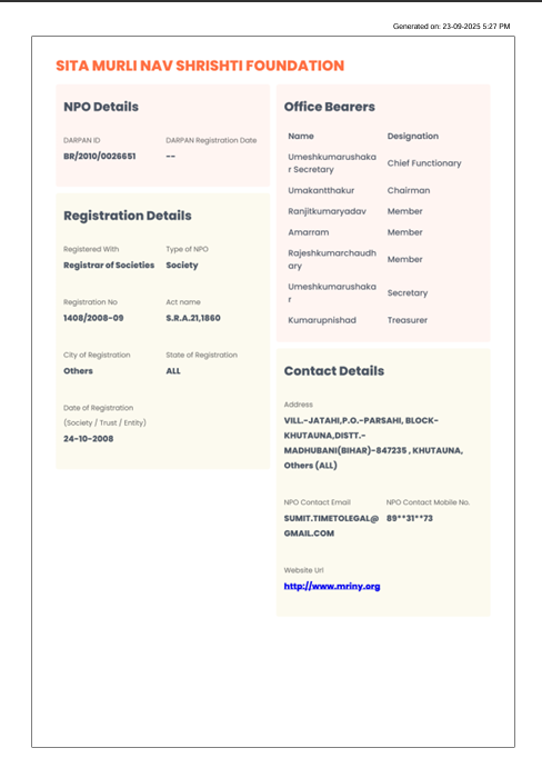 NGO Darpan Certificate 1